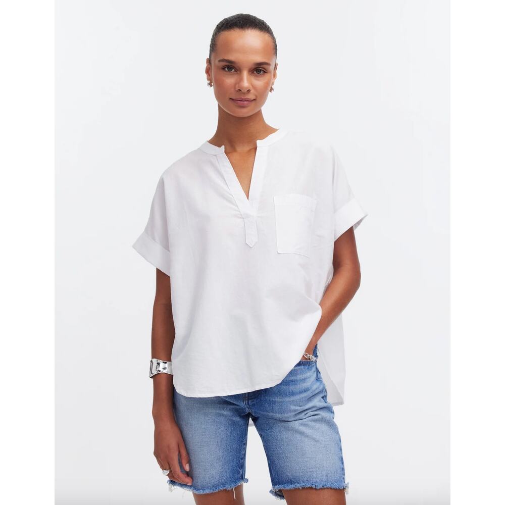 Madewell White Relaxed Popover Blouse